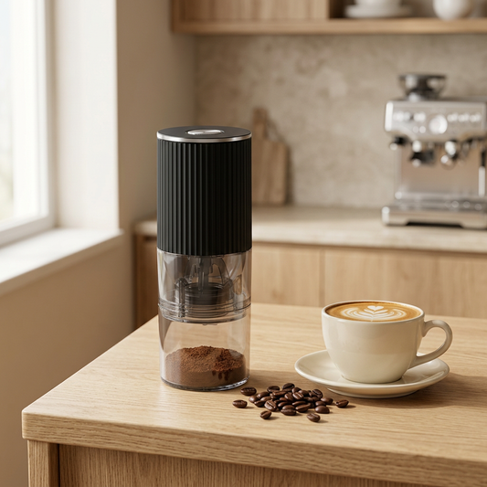 Warm coffee-counter product photograph