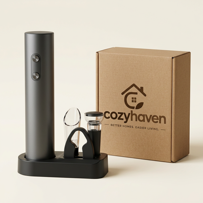Wine opener set with Cozyhaven-branded brown box